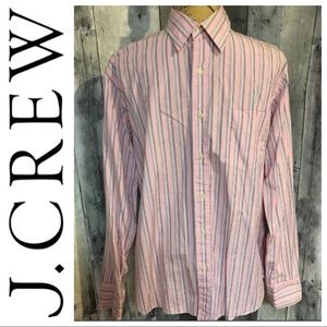 J. Crew Pink Striped Dress Shirt Large 16-16.5